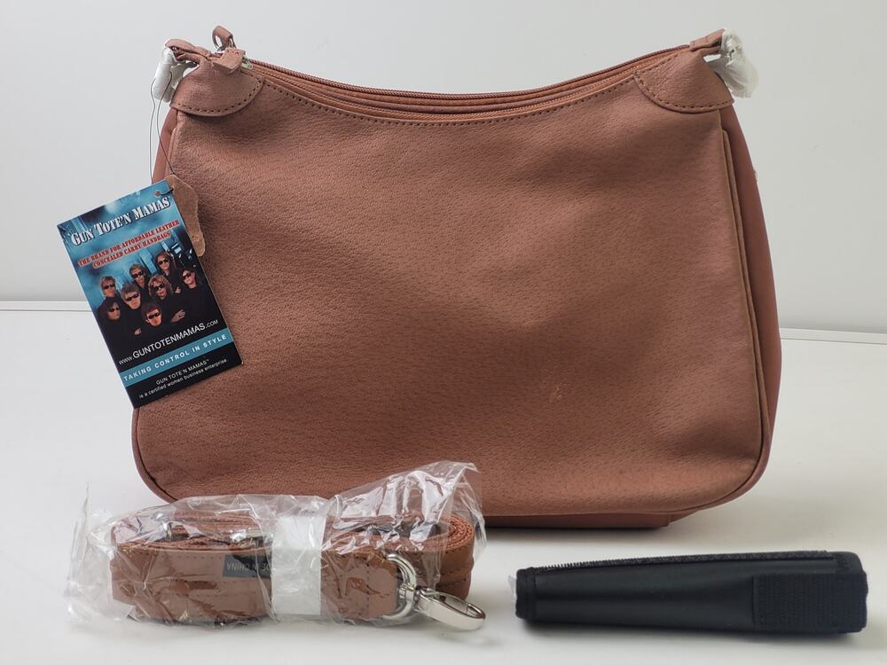 Gun Tote'n Mamas Concealed Carry Tan Leather Hobo Bag NWT